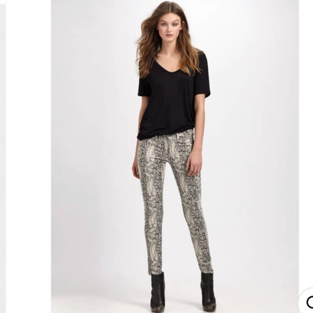 Hudson Jeans Womens sz 25 Beige snake skin Print Super Skinny‎ Mid Rise (1033)